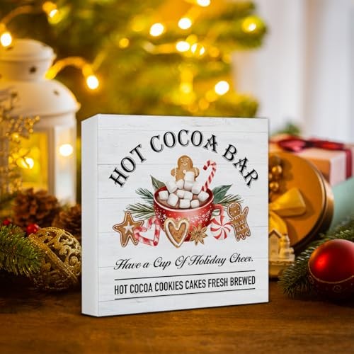 Kitchen Christmas Decorations, Gingerbread Decor Sign, Rustic Christmas COCOA