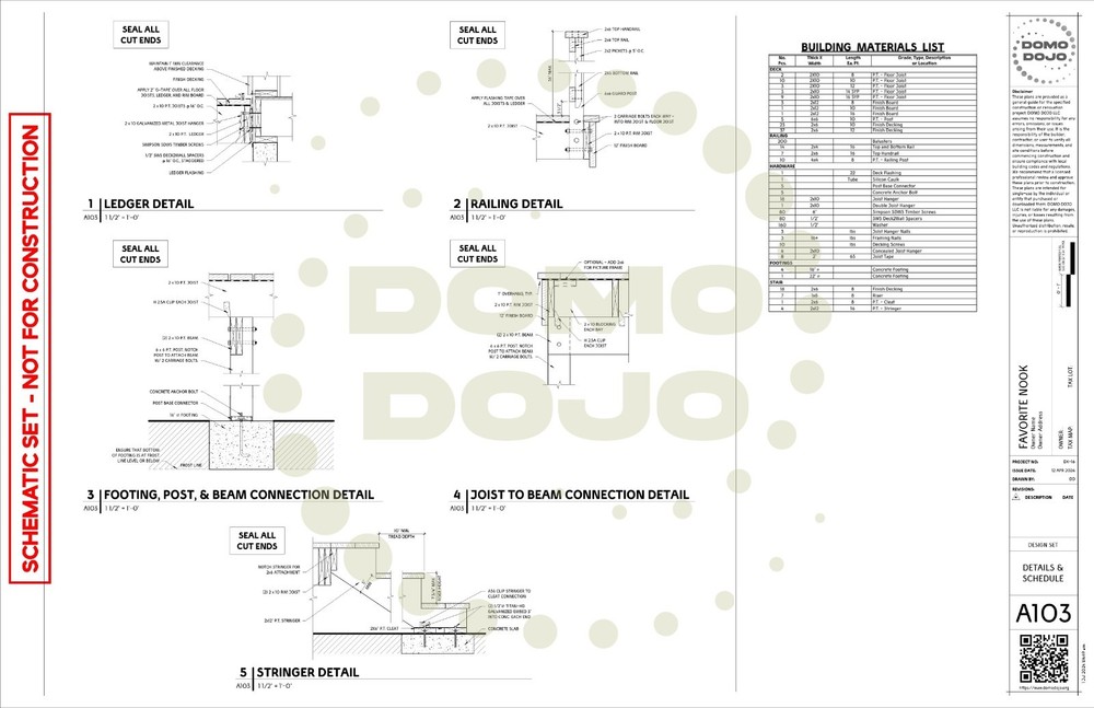Favorite Nook Deck Plans – PDF Downloadable Blueprint