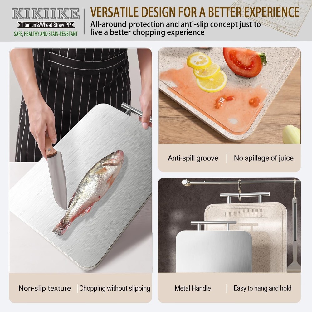Titanium Cutting Board Double Sided Pure Titanium Cutting Boards Kitchen Pure