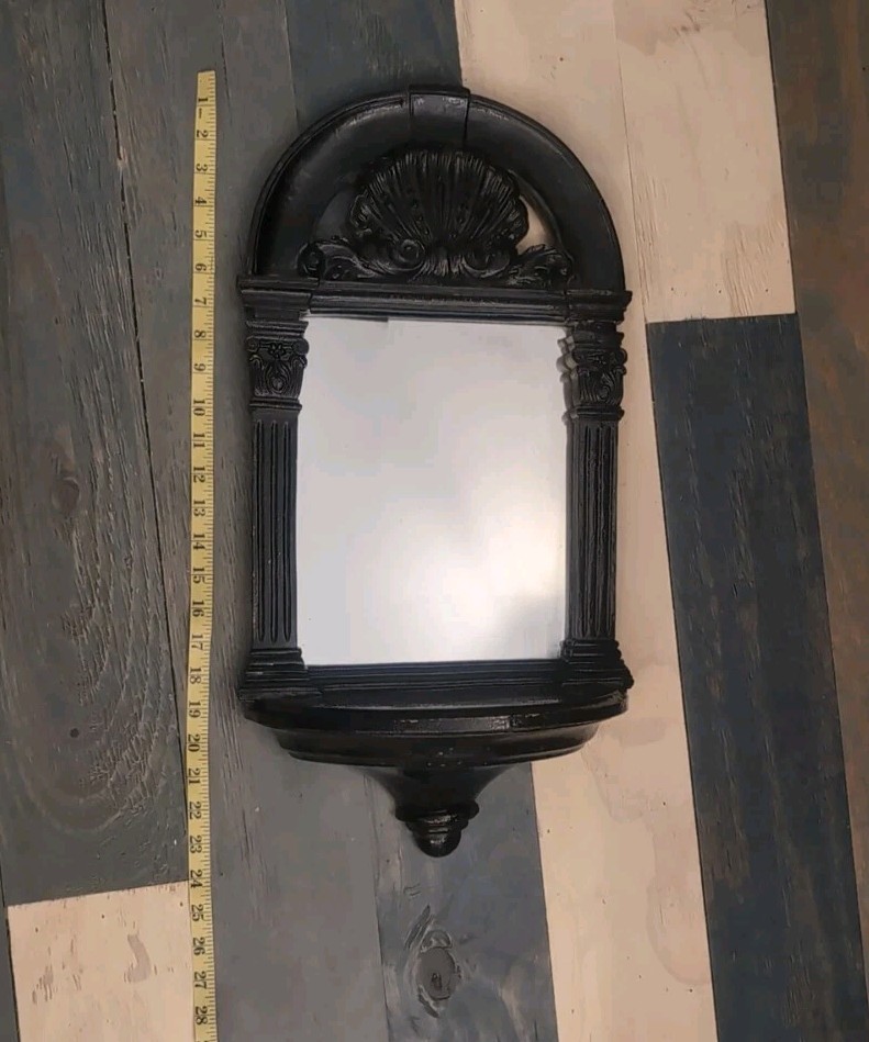Vintage Wood Mirror With Shelf