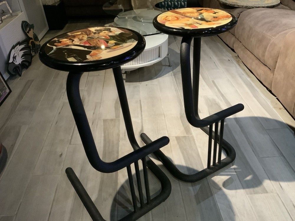 Two Vintage Old Hollywood Bar Stools Rare