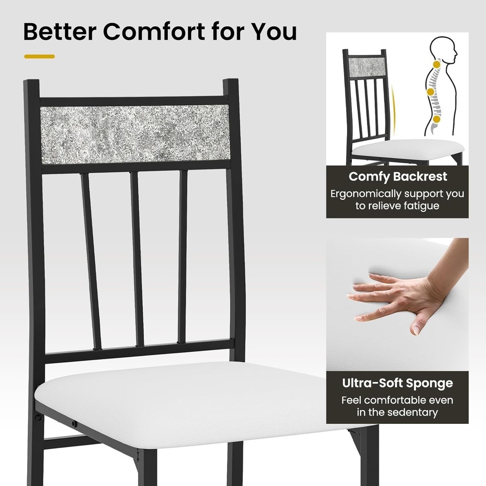 Modern Space-Saving Kitchen Table Set for 4 – Durable Metal Frame Included