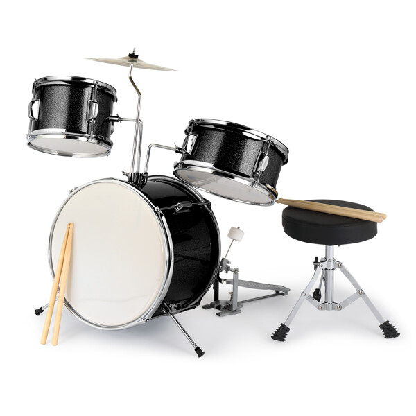 14 "X10" three-piece children's drum set black