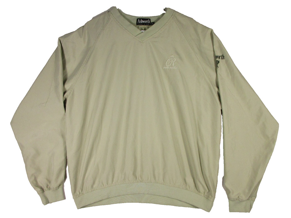 Ashworth Mens Pullover Golf Jacket Embroidered V-Neck Long Sleeve Size M Green