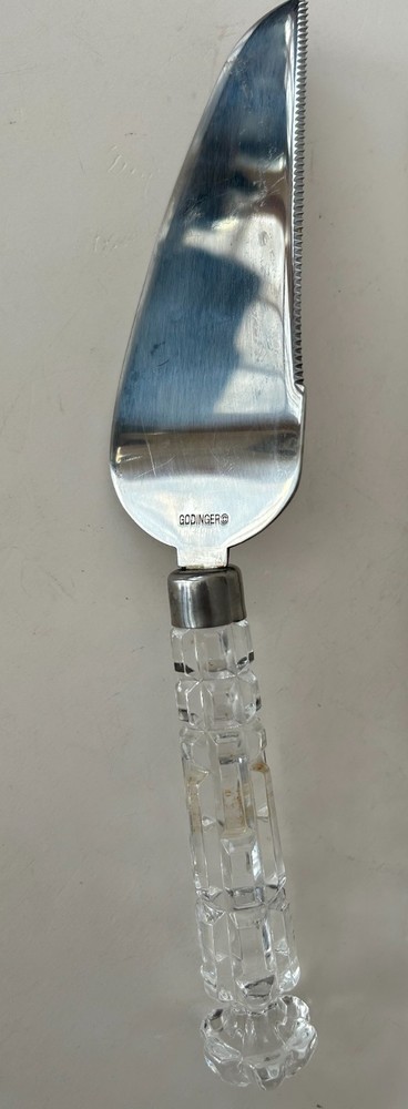 Godinger Crystal Handle Cake Server and Knife Set Wedding Party Serving Utensils