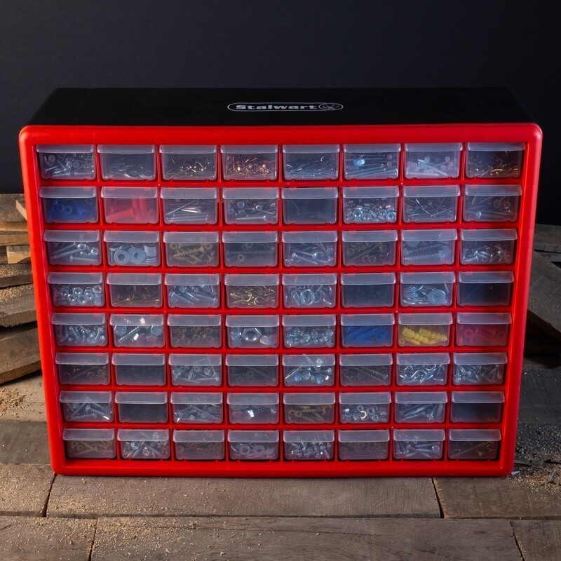 64 Drawer Storage Organizer Plastic Bins Wall Mounted Tool Craft Hardware New
