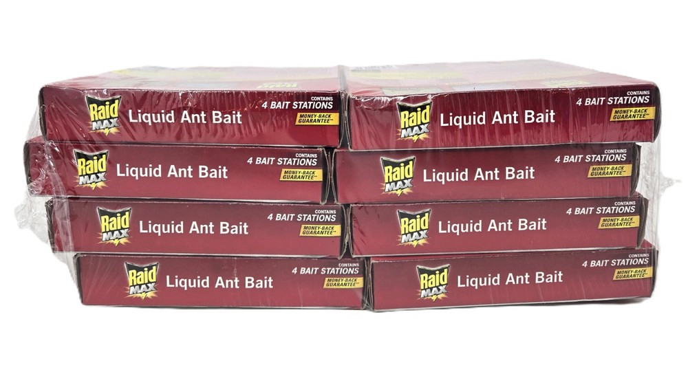 Raid Max Liquid Ant Bait Stations, 4ct Per Box, (8 Boxes Total)