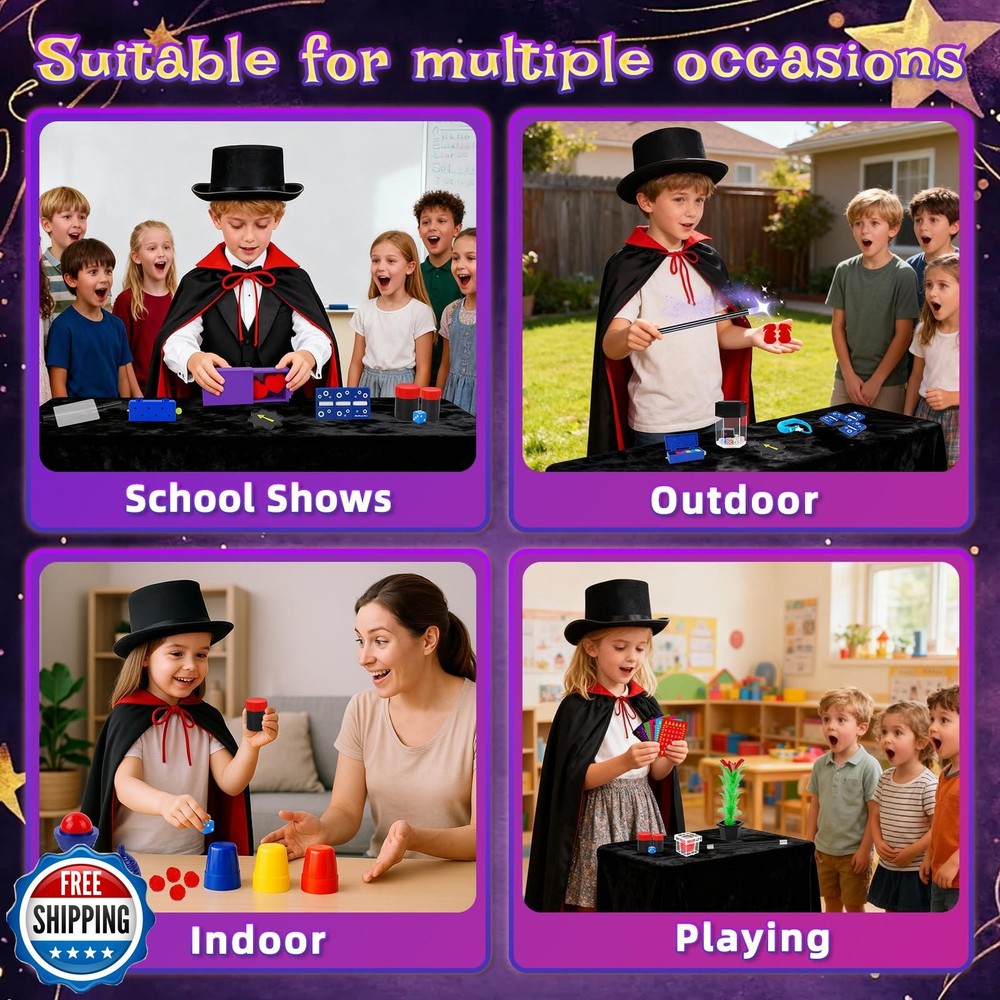 Magic Kit, Magic Tricks Includes Magic Wand and Magician Costume,