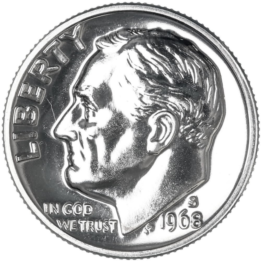 1968 S Roosevelt Dime Gem Proof CN-Clad