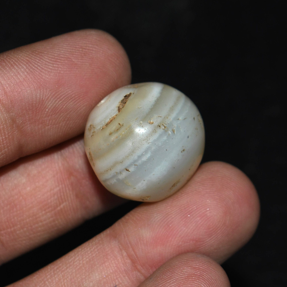 Large Ancient Round Banded Agate Stone Bead over 2000 Years Old