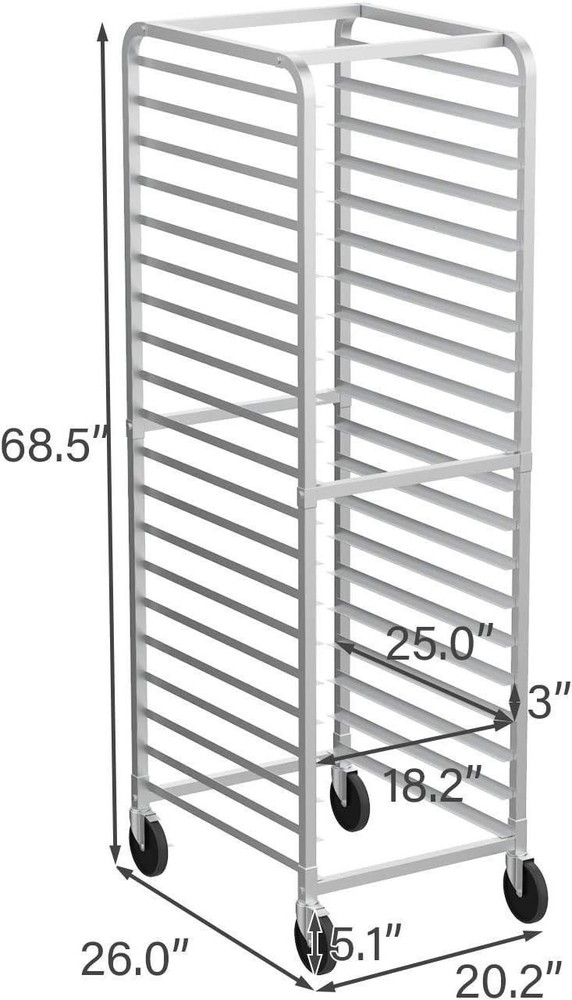 20-Tier Aluminum Bakery Cooling & Storage Rack, Multi-Use for Half/Full Pans