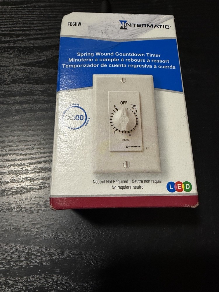 Intermatic FD6HW Spring Loaded Auto-Off Wall Timer For Lights And Fans Switch