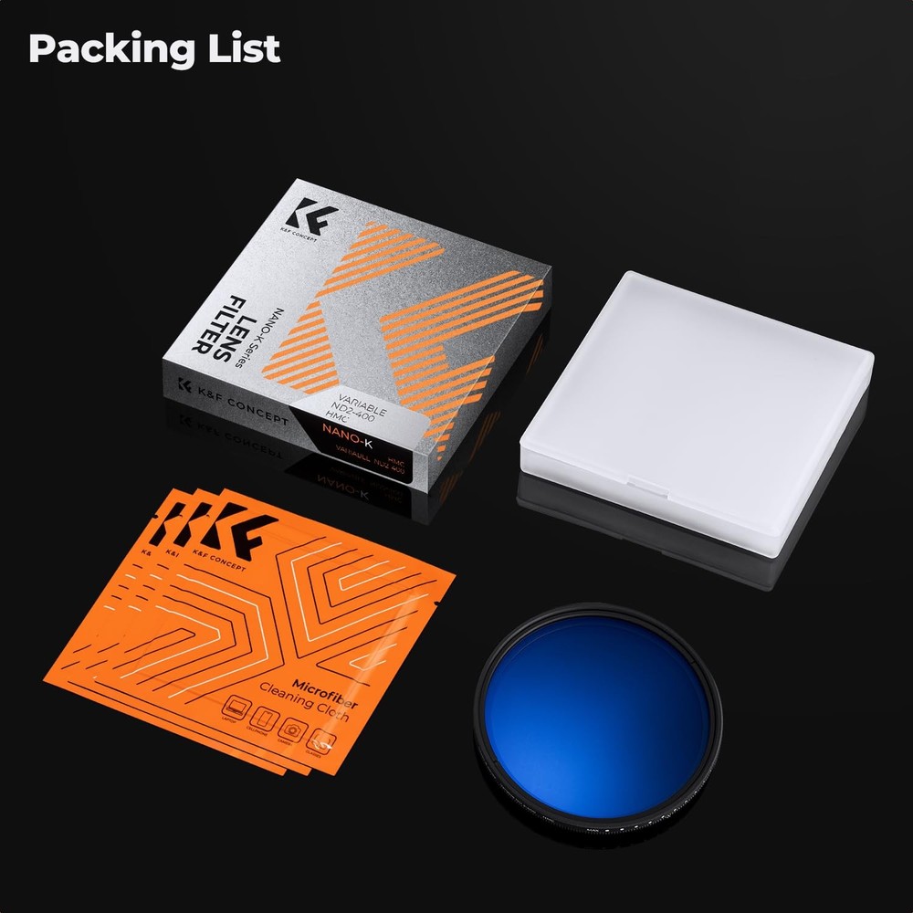 72mm Variable ND Lens Filter ND2-ND400 (1-9 Stops) 18 Multi-Layer Coatings Ad...