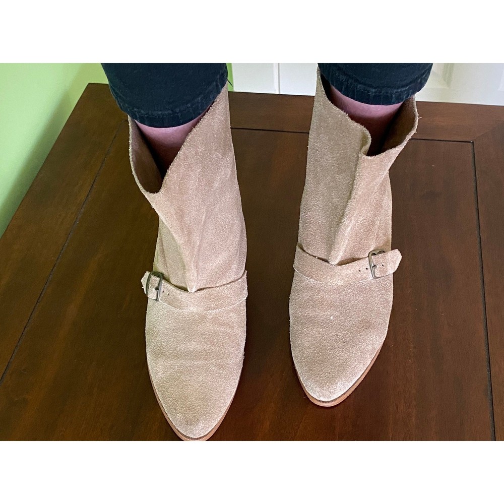 Slouchy Suede Ankle Boots with Low Cone Heel