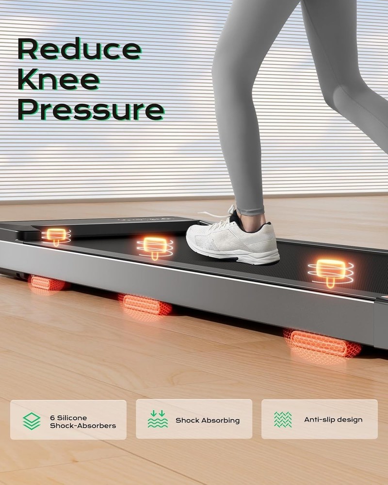 Compact Walking Treadmill with Shock Absorption & Remote Control for Home Office