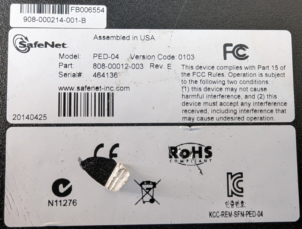 Safenet PED-04-0103 keypad only