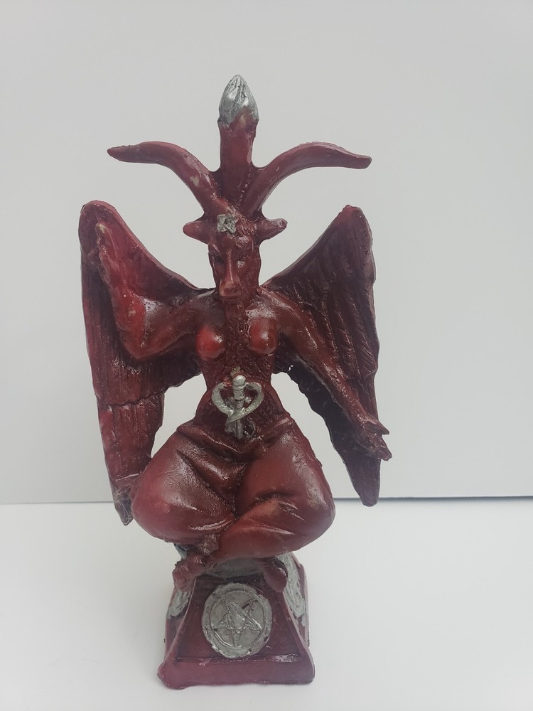 Templar Sabbatic Demon Satan Color Red Size 9"X5" Goat Baphomet Statue Devil
