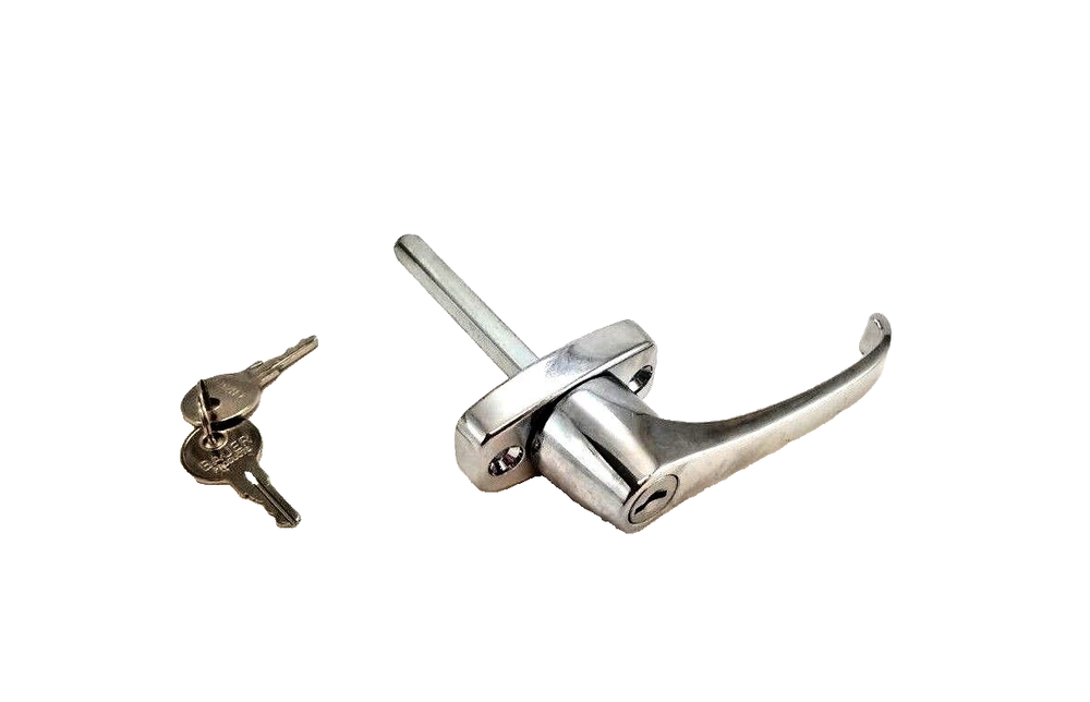 Universal Locking L Handle Chrome Finish Trailer Camper RV Garage Door Baggage