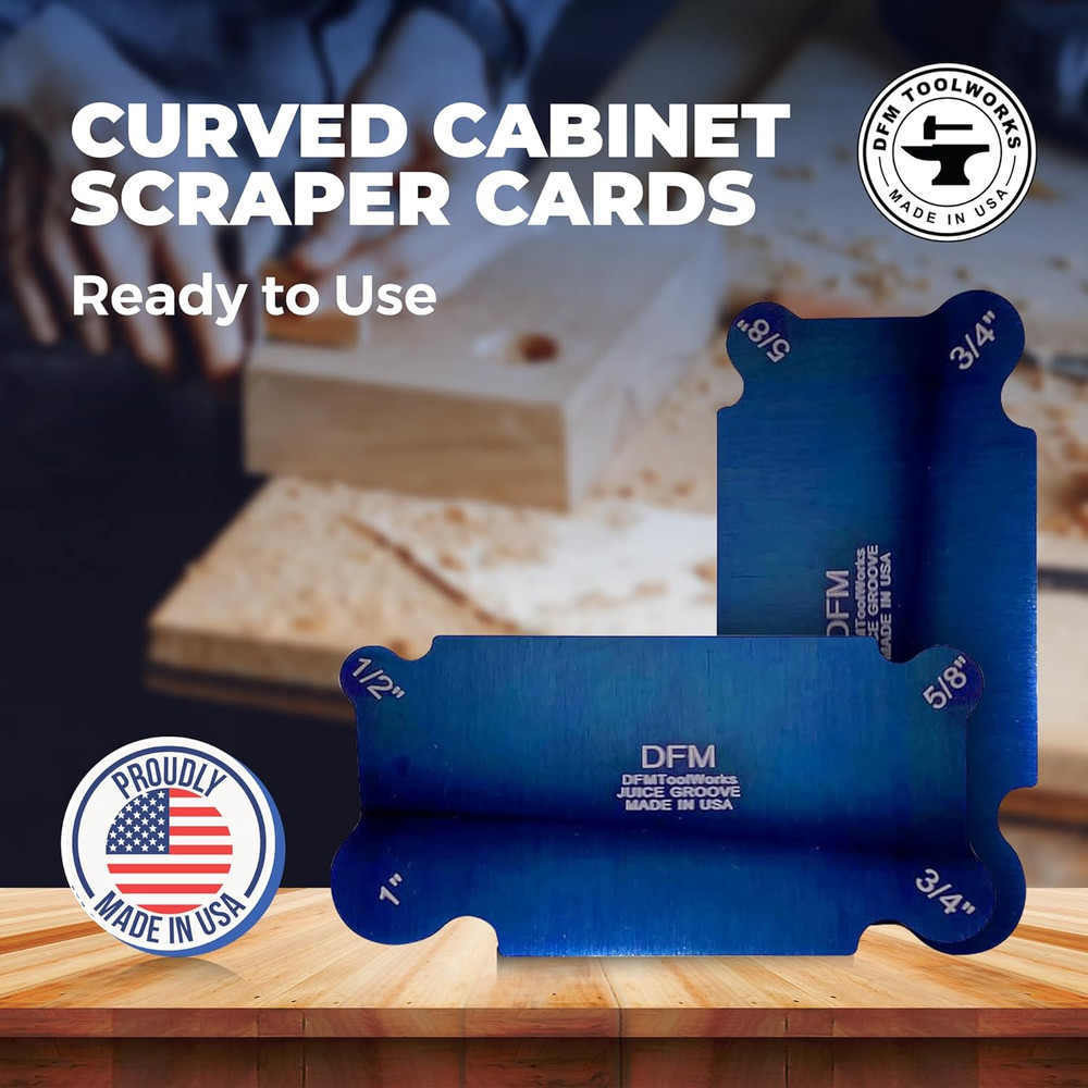 Curved Cabinet Scraper Cards - Precision Cabinet Scraper for Woodworking, Multi-