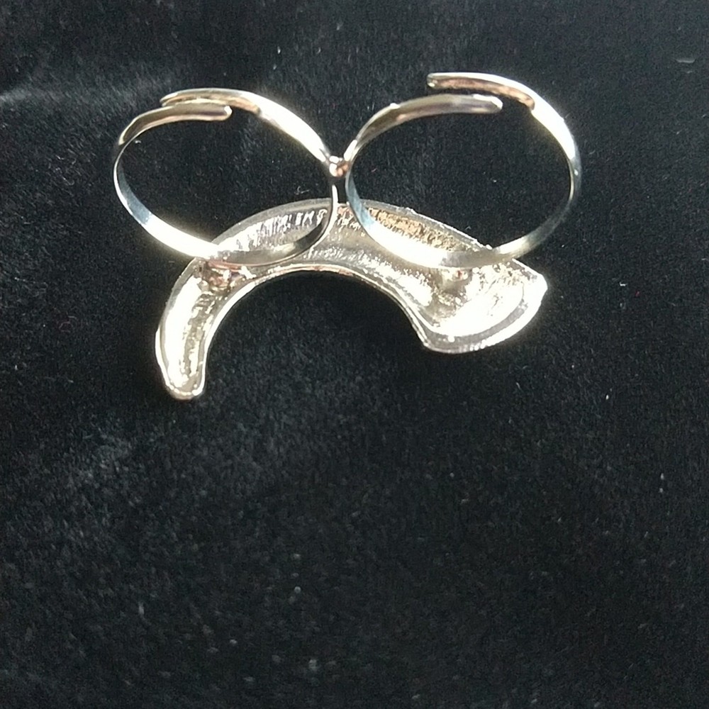 Ring Worm, Adjustable Double Finger Ring; Worm or Ram Horn OSFA both bands