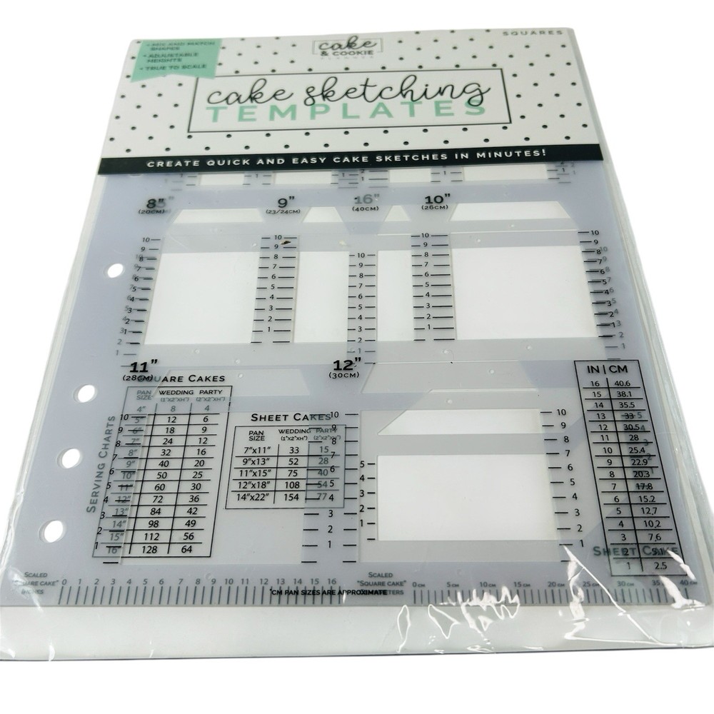 Square Cake Sketching Templates Adjustable Heights True to Scale Avalon Cakes
