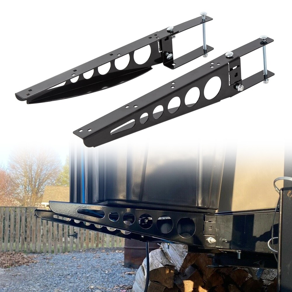 RV 4" Square Rear Bumper Mounted Cargo Box Carrier Support Arms Bracket Black
