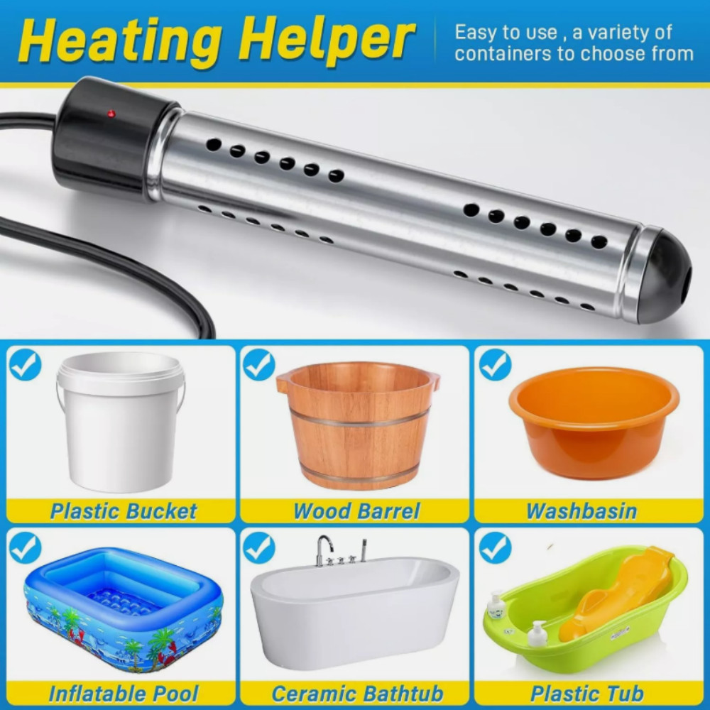 2000W Immersion Heater, Portable Electric Water Heater Fast Heating for Buckets