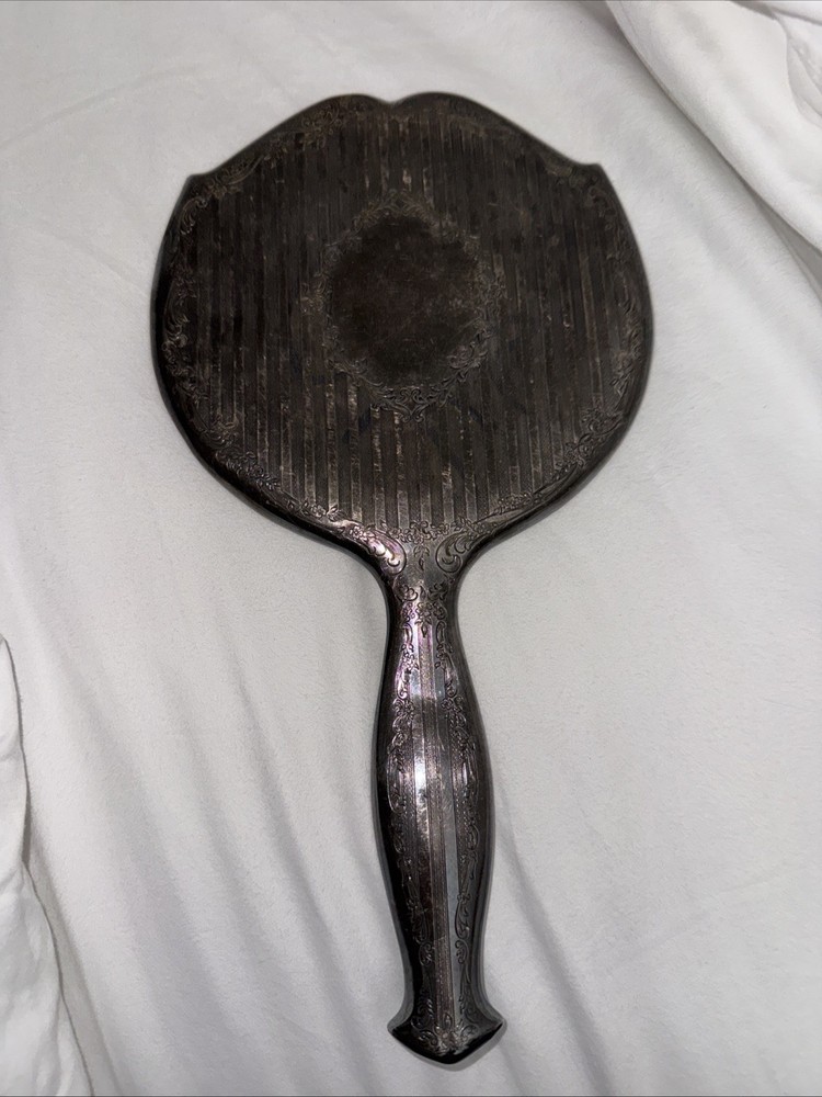 Antique Silver Vanity Hand-Held Mirror