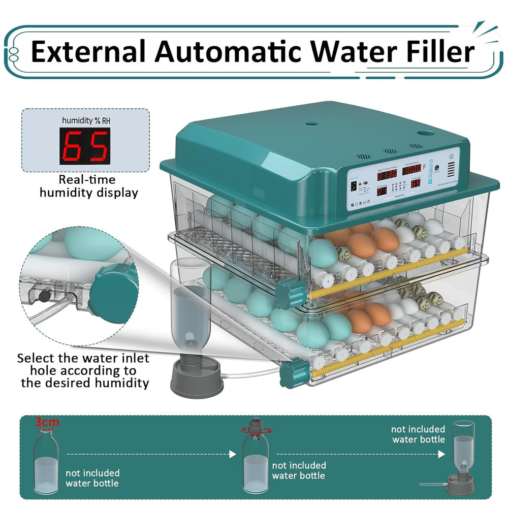Incubators for Hatching Eggs 120, Chicken Egg Incubator with Automatic Egg Turni