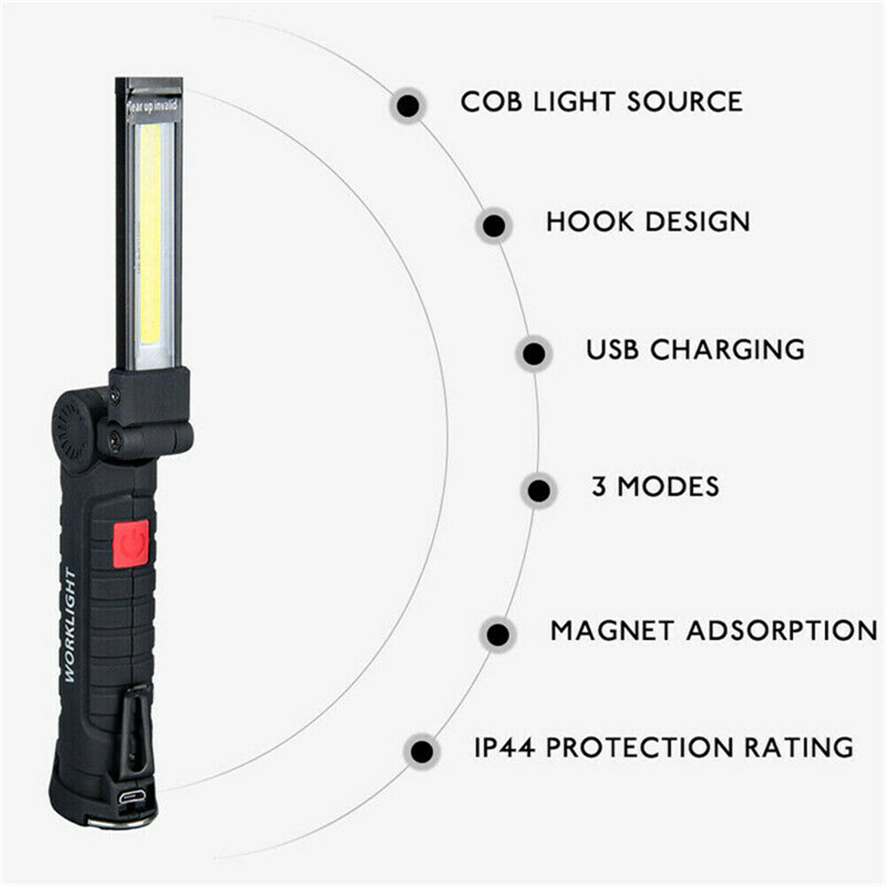2x Set Multifunction Super Bright LED Work Lights Rechargeable Flashlight