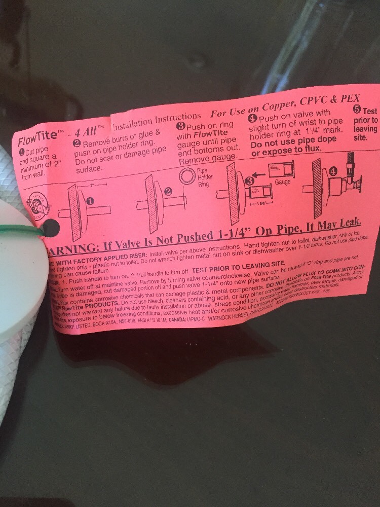 FlowTite 4All One Valve Fits All PushOn Hoses 36" White