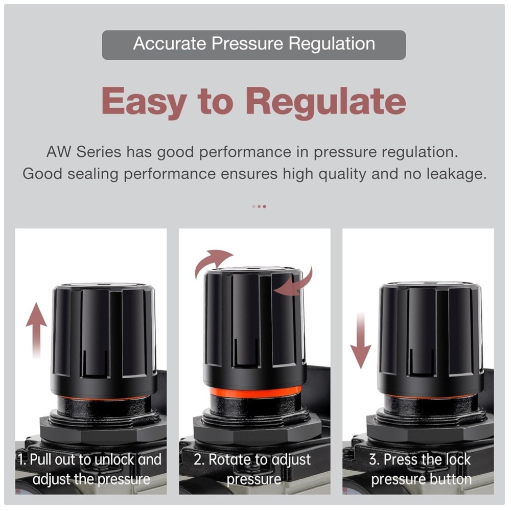 Semi-auto Drain Air Filter Regulator, 5 Micron Brass Filter