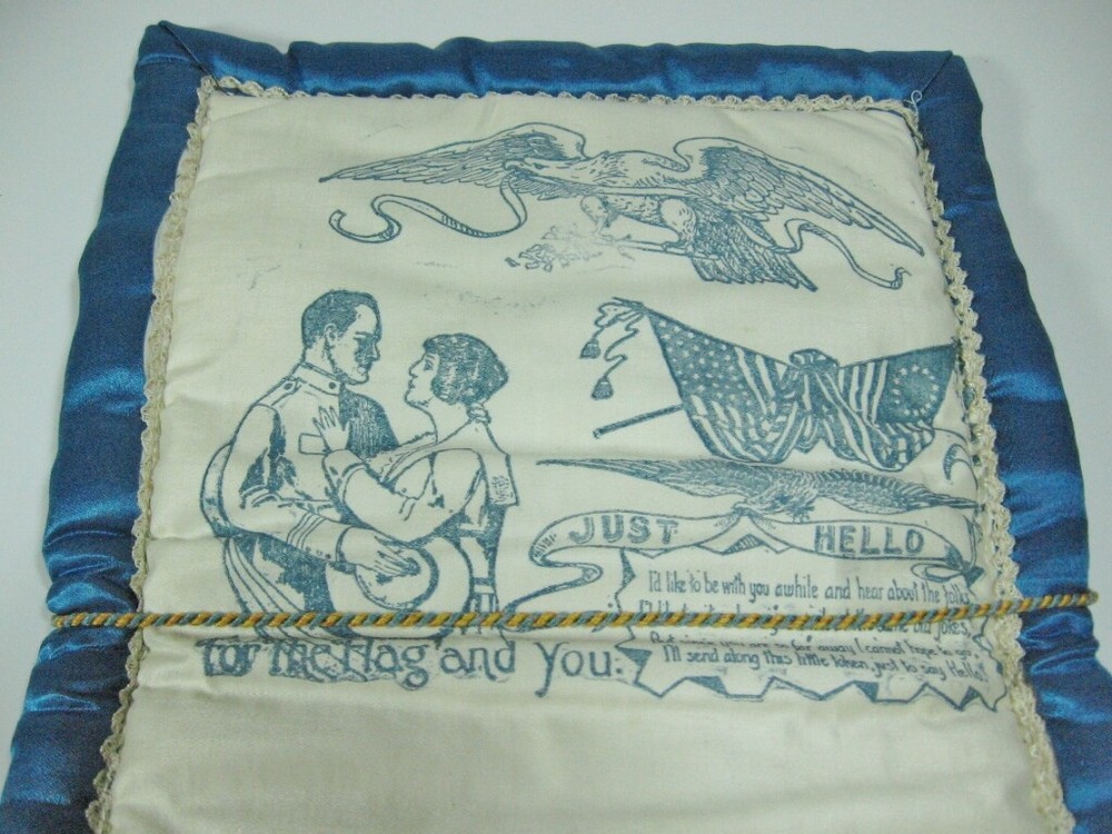 WWI Blue Silk "Forget Me Not" Eagle US Flag; Authentic and Original (12M)