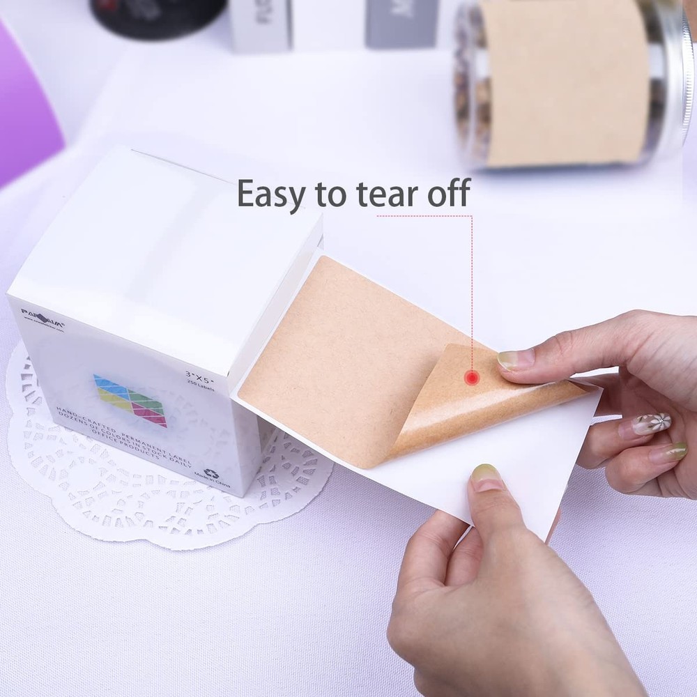 3 X 5 Inch Rectangle Adhesive Color Coding Stickers,Kraft Rectangle Labels -2...