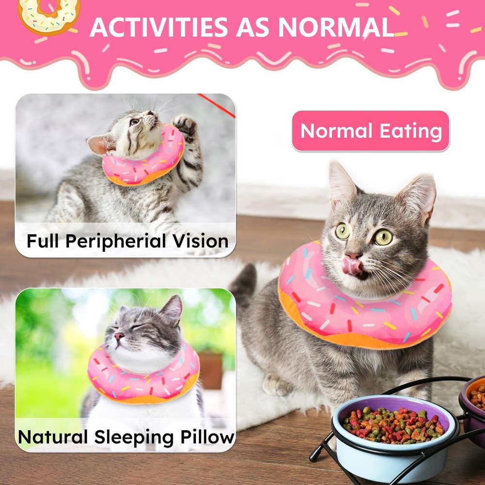 Soft Cat Cone Collar Adjustable Recovery Donut for Kittens