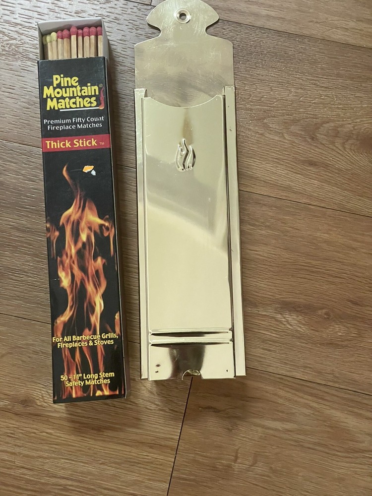 Vintage Solid Brass Polished Match Holder  Made In Taiwan with Original Box