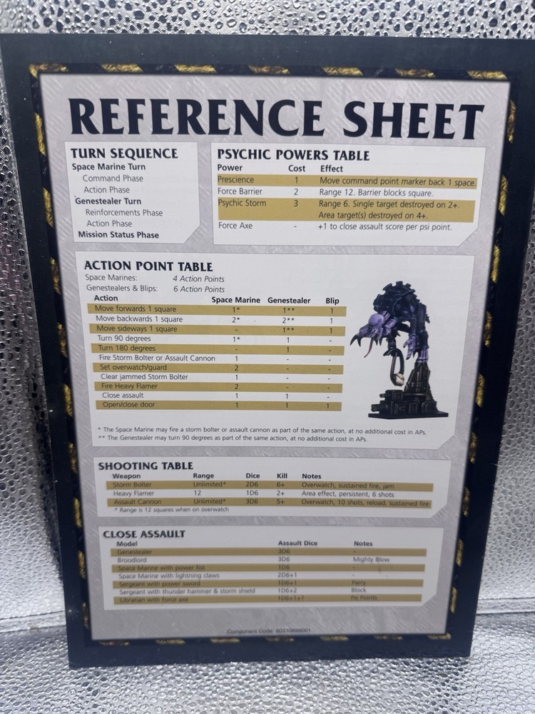 Warhammer 40k Space Hulk Rulebook + Reference Sheet Complete Genestealer Book