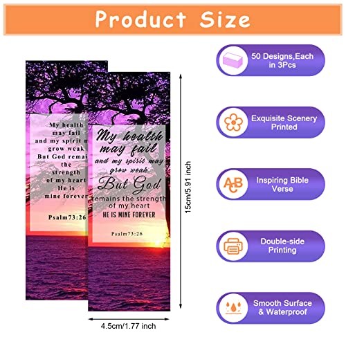 150Pcs Bible Verse Bookmarks, Double Sided Scripture 50 Styles 150 Pcs