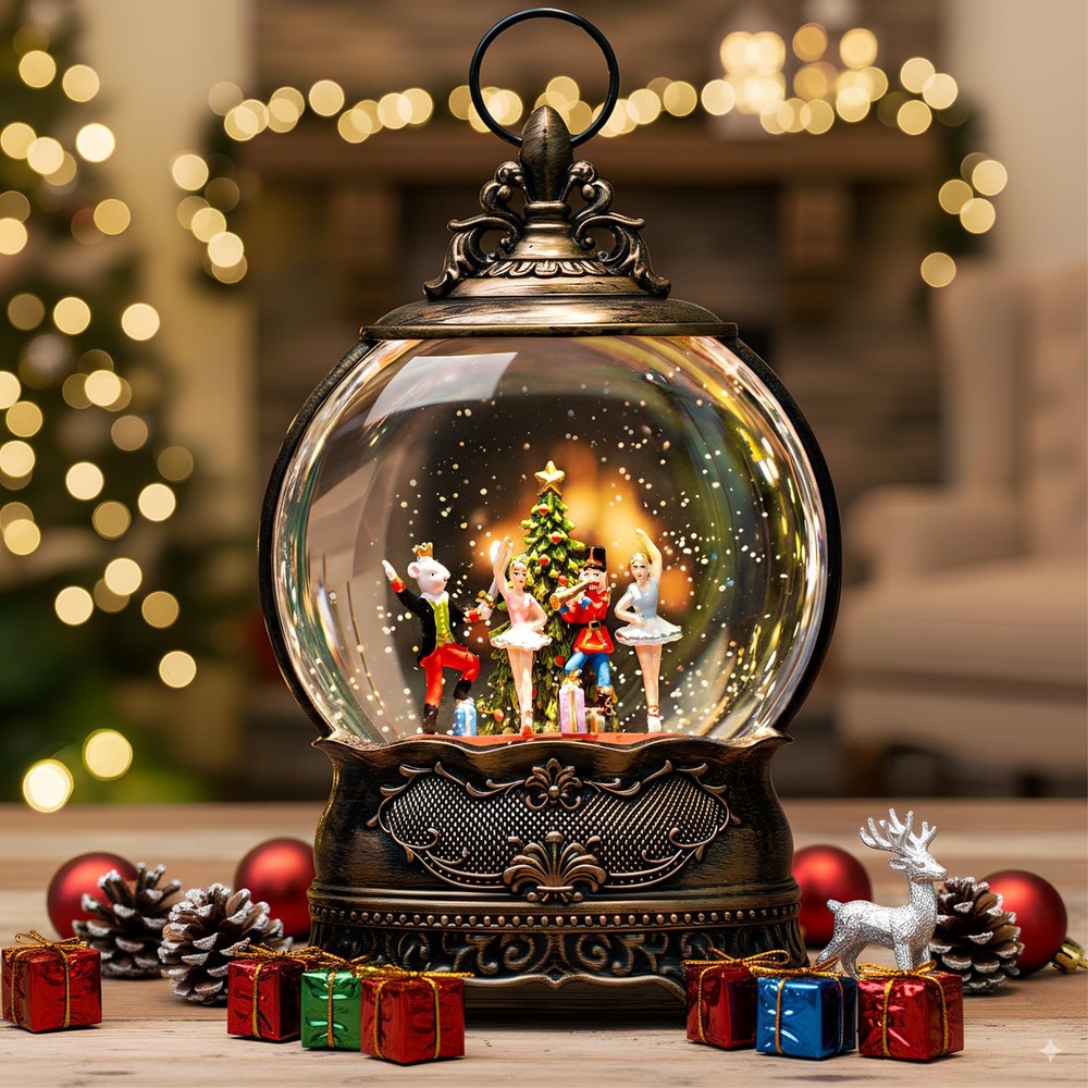Christmas Snow Globe Lantern, Clara Nutcracker and Mouse King Christmas Tree