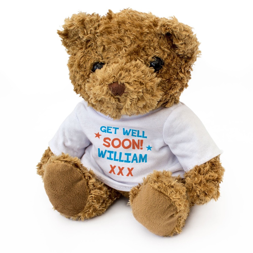 NEW - GET WELL SOON WILLIAM - Teddy Bear - Soft Cute Cuddly - Gift Present