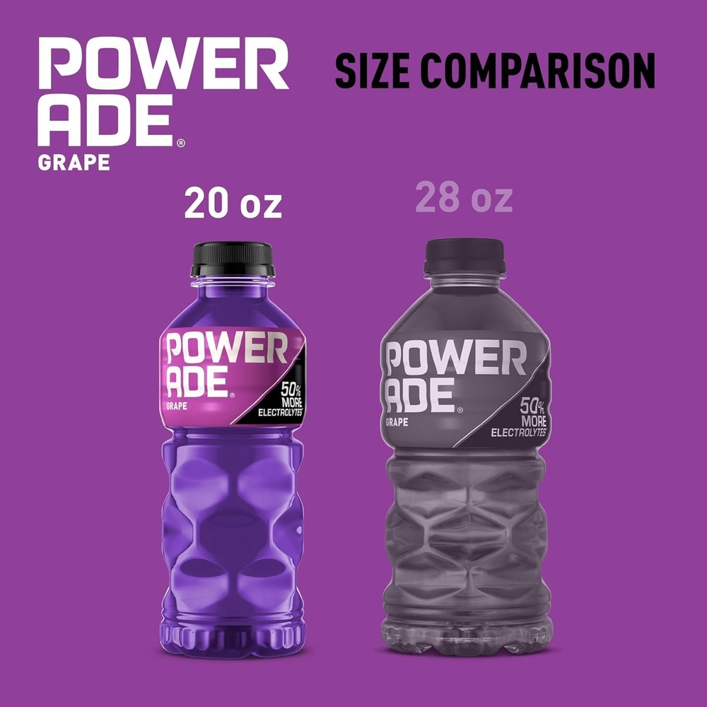 Powerade Sports Drink Grape 20oz 8 Pack Electrolyte Hydration Beverage
