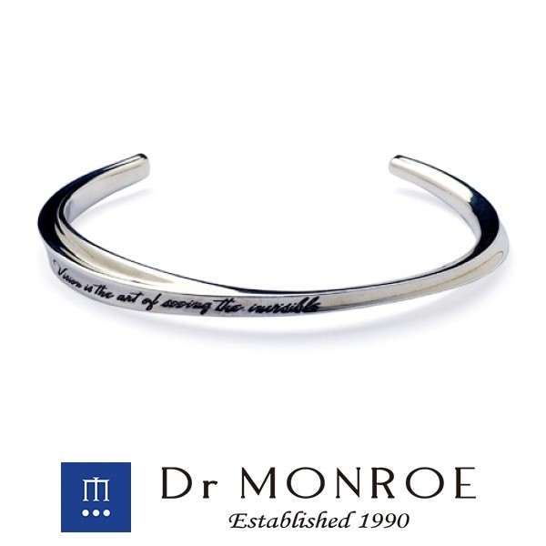 Dr MONROE Sterling Silver 925 Curve Line Message Bangle