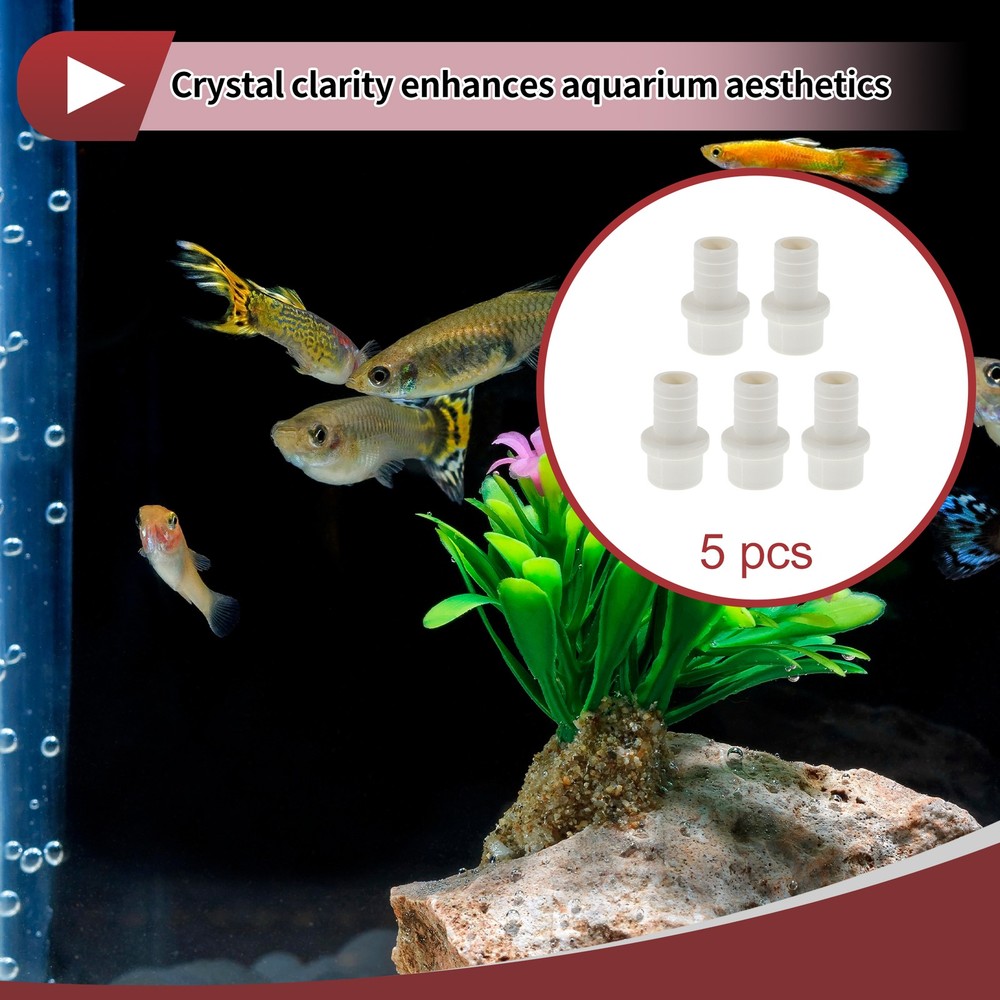 Plastic Hose Barb Fitting 1.3"x1" Straight Through Pipe Connector White 5 Pcs