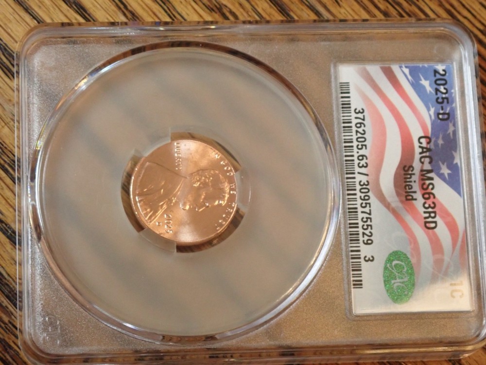 2025 D Lincoln Shield Cent MS-63RD CAC Slabbed