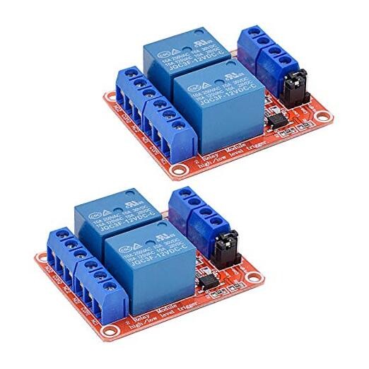 [2-Pack] DC 12V Relay Module 2-Channel Relay Switch with Optocoupler 2CH-12V-2
