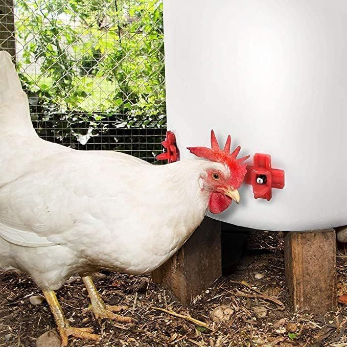20 Pack Horizontal Chicken Nipples Waterer - Automatic Water red