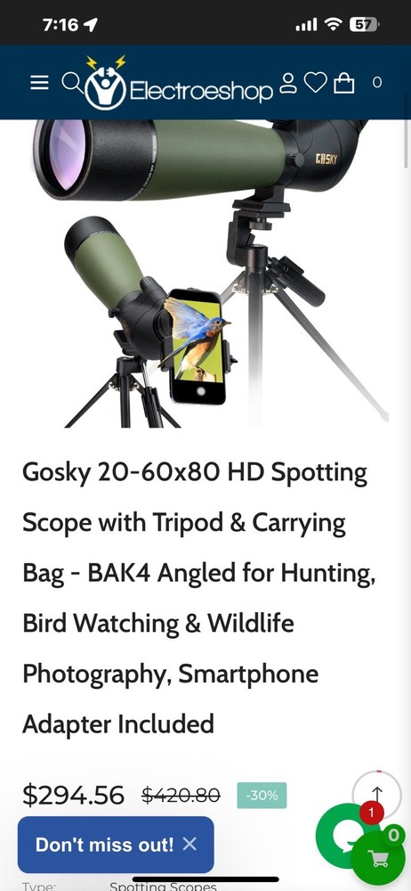 GOSKY Spotting Scope 20x60x80