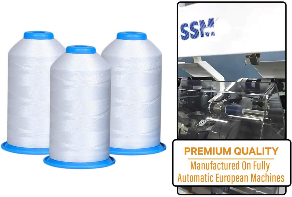 Huge Machine Embroidery Thread White 3 Pack X-Large Polyester Cones 5500 Yards E