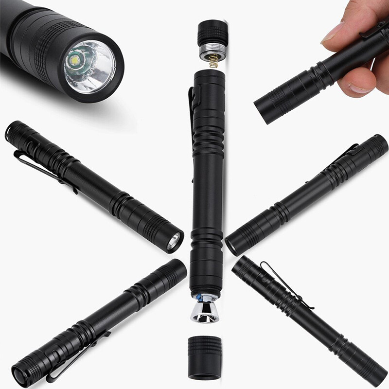 TACTICAL FLASHLIGHT SMALL LED Torch Light Mini Pen Super Bright TINY Penlight ✔