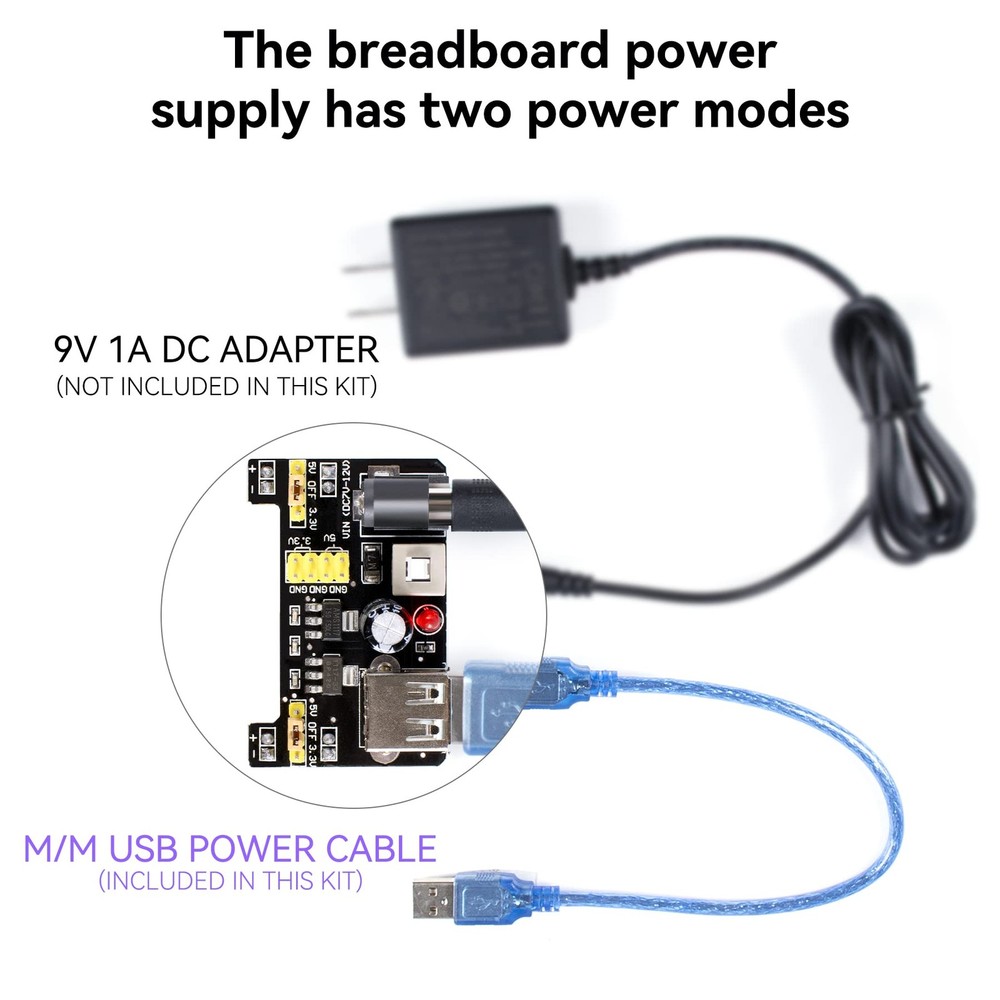 Electronics Component Fun Kit with Supply Module Breadboard for Arduino